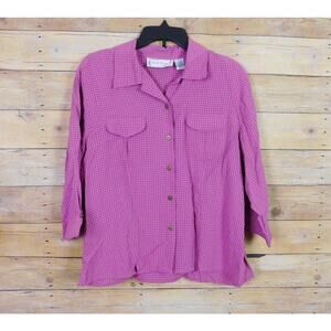 Sarah Bentley Shirt Large Purple Plaid Long Sleeve Button Down